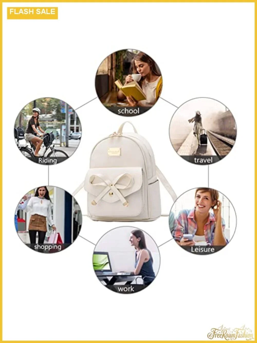 PU Leather Mini Backpack with Bowknot Design for Women Girls